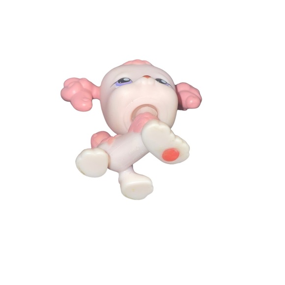 littlest pet shop # 225 pink poodle puppy dog with purple eyes & real hair - Picture 3 of 8
